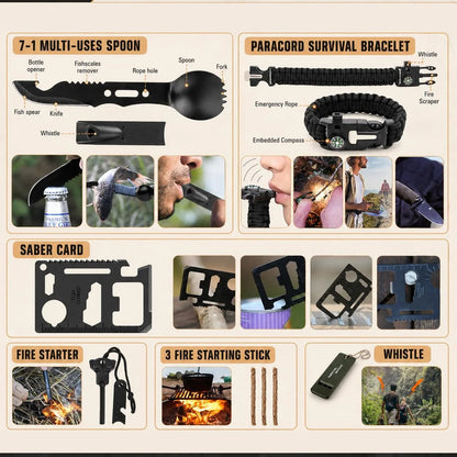 258-Piece Emergency Travel Tactical Kit. Hiking and Camping Essential Backpack