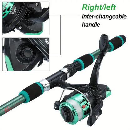 Fishing Kits With Telescopic Rod And Spinning Reel Baits Hooks Travel Pole Set