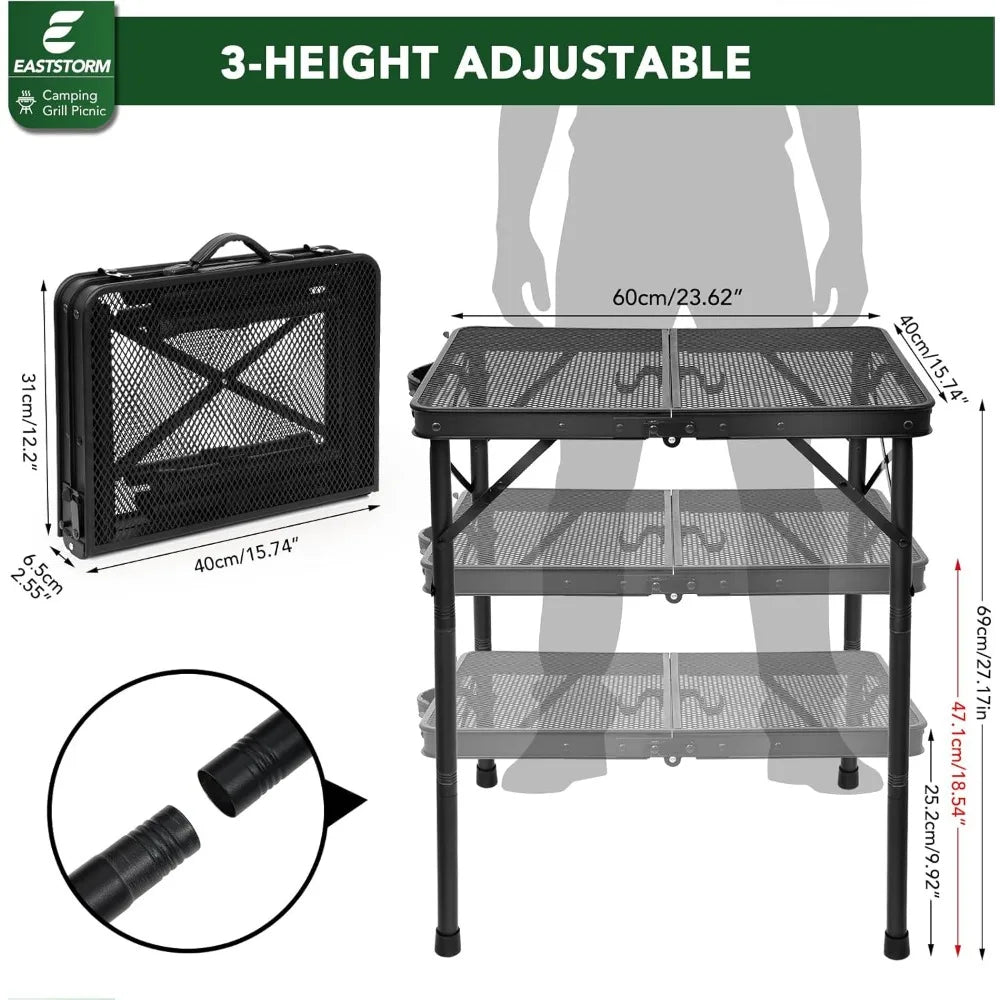 Folding Grill / Camping  Table for Outside 3 Height Adjustable