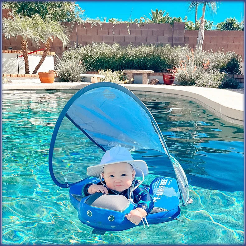 Baby Float with Sunshade Canopy and Crotch Strap.