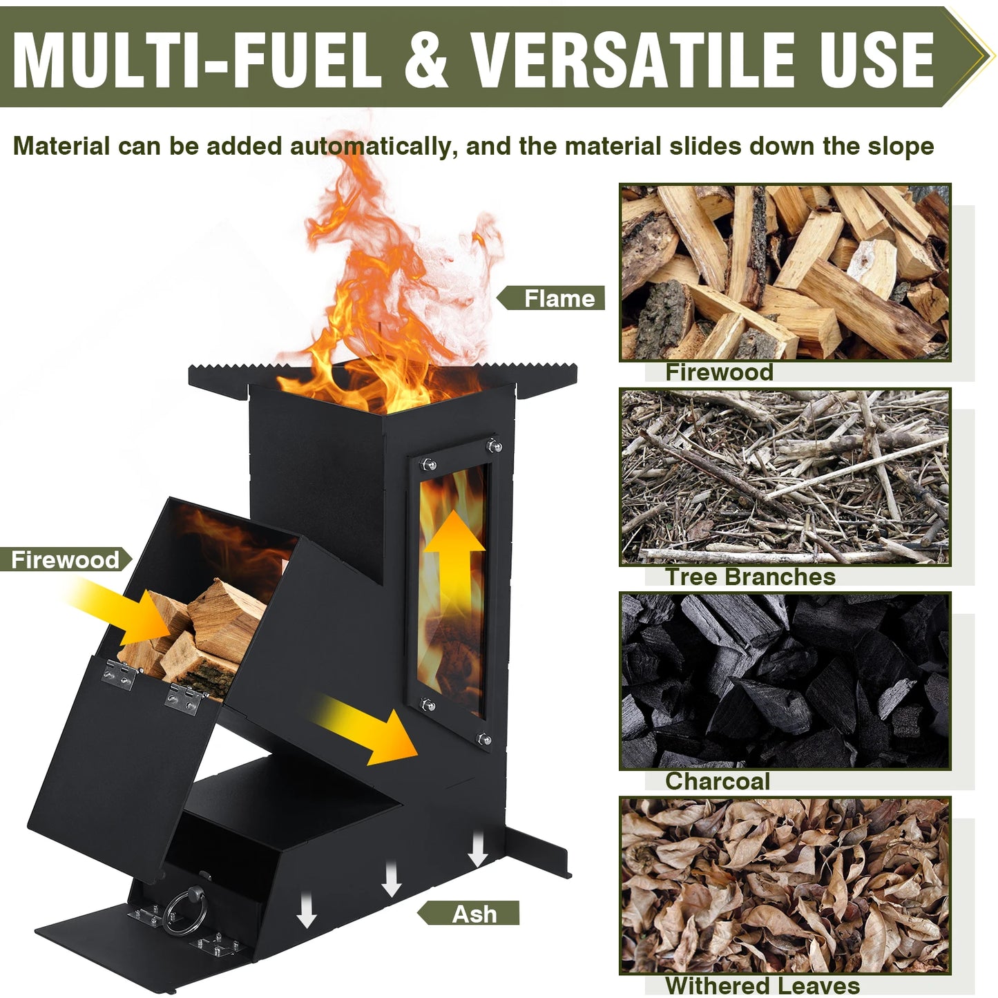 Portable Wood Burning Rocket Stove. Outdoor Cooking For Camping Grill Or Emergency Survival