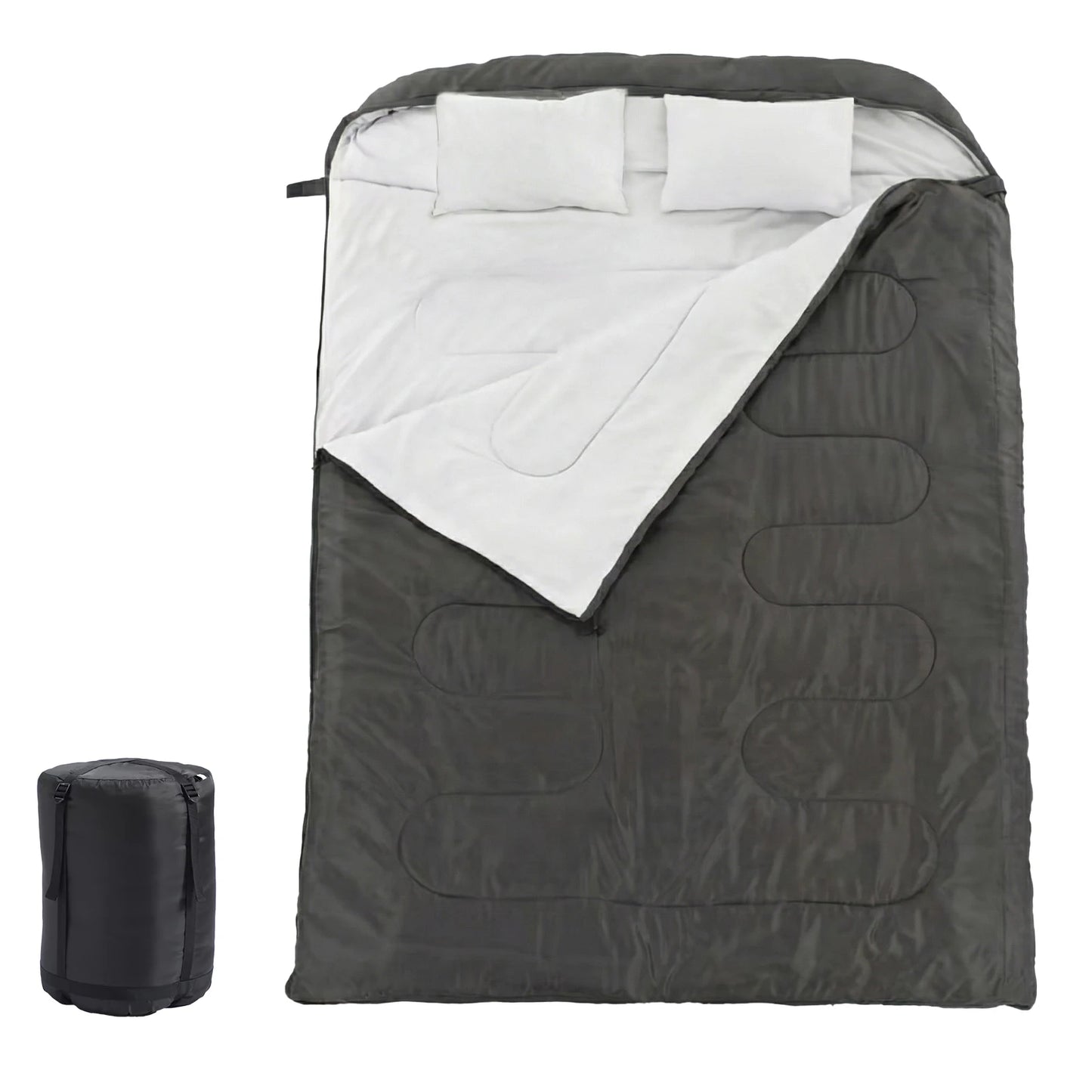 Lightweight 3 Season Portable Double Sleeping Bag with Pillow