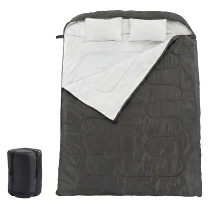 Lightweight 3 Season Portable Double Sleeping Bag with Pillow
