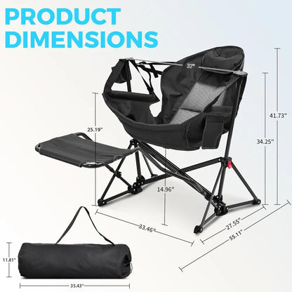 Hammock Camping Chair with Footrest, Cup Holder and Pillow