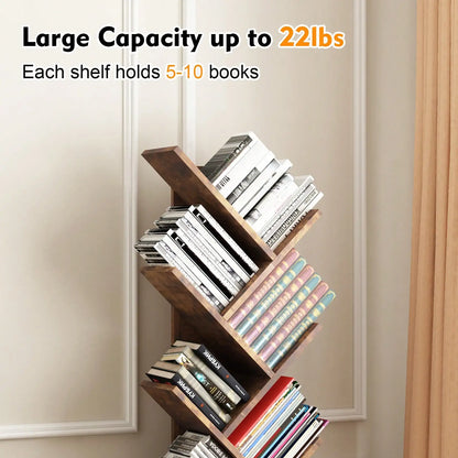 8 Tier Wooden Tall Floor Standing Bookcase
