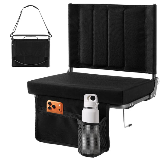 Foldable Stadium Seat with Back Support Wide Portable Lightweight