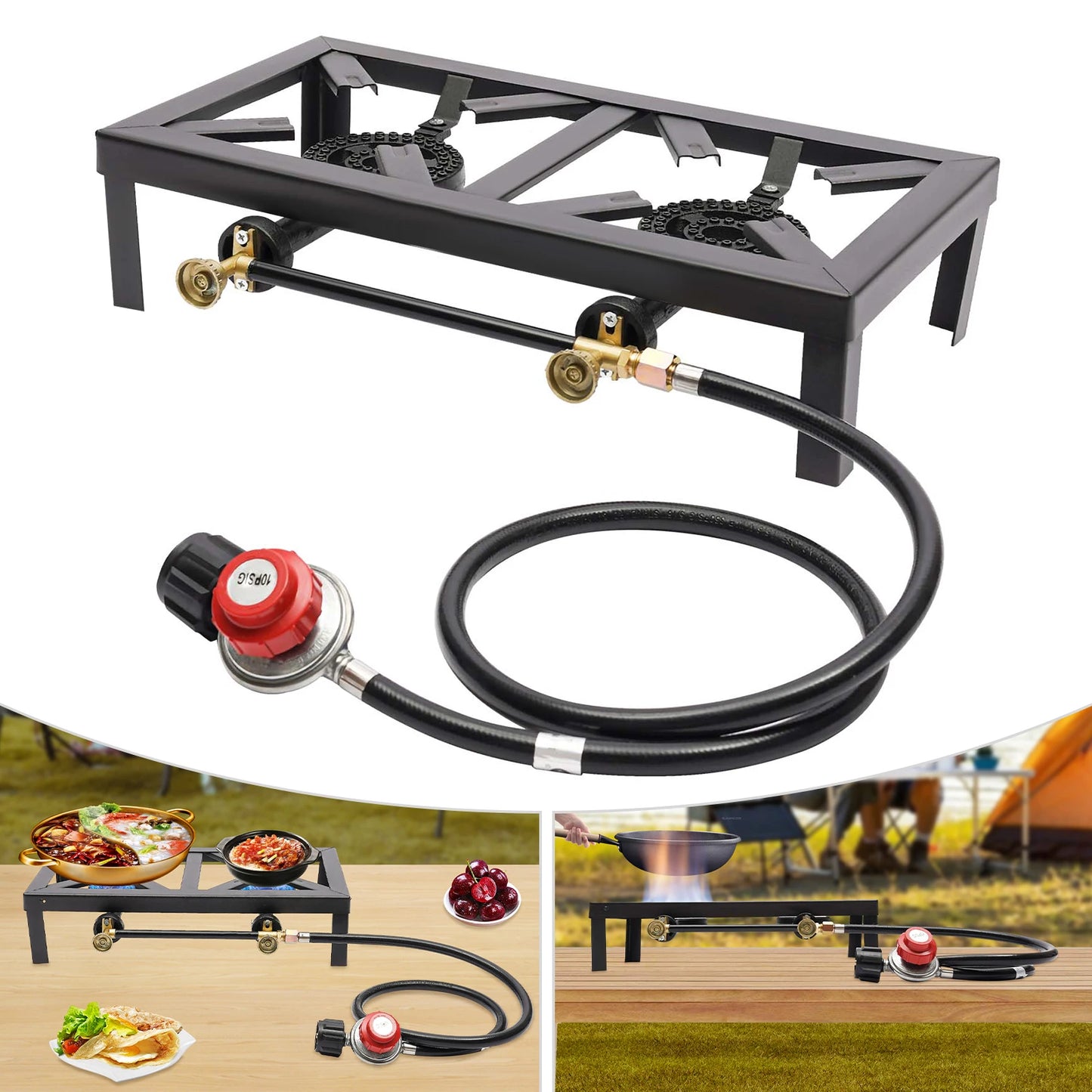 Double Burner Cast Iron Outdoor  Propane Stove