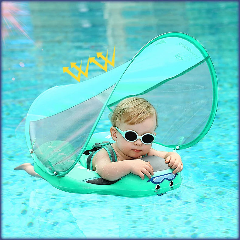 Baby Float with Sunshade Canopy and Crotch Strap.