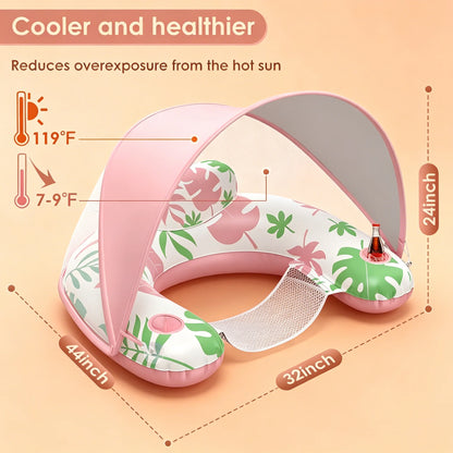 Adult Inflatable Lounge Chair with Adjustable Canopy Sun Shade, Cup and Phone Holder.