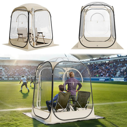 Pop-Up Clear Waterproof Outdoor Dome Shelter With Floor Mat For 1-6 Adults,