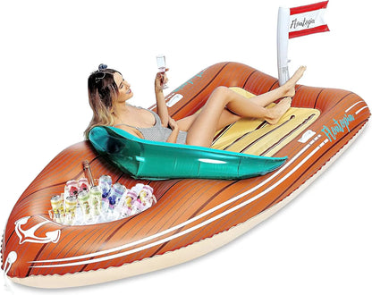 Giant Boat Pool Float with Cooler Inflatable Boat