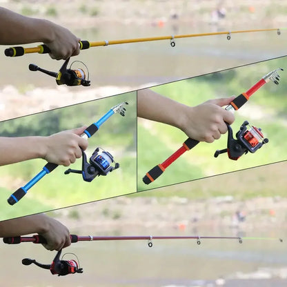 Fishing Kits With Telescopic Rod And Spinning Reel Baits Hooks Travel Pole Set