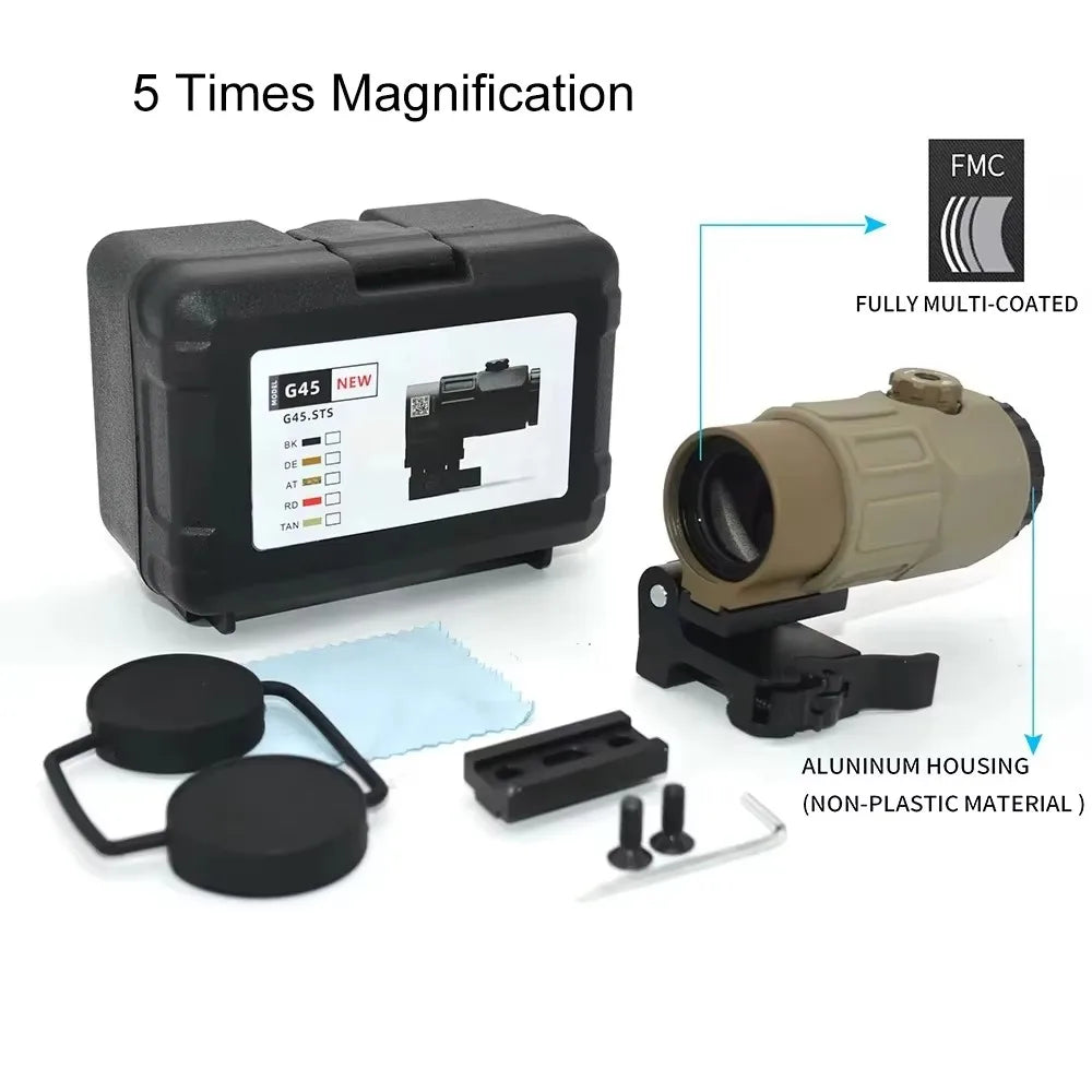 Fixed 3X 5X Magnifier Scope With Quick Detachable QD Mount