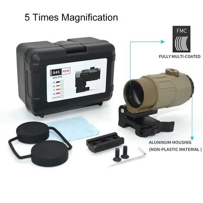 Fixed 3X 5X Magnifier Scope With Quick Detachable QD Mount