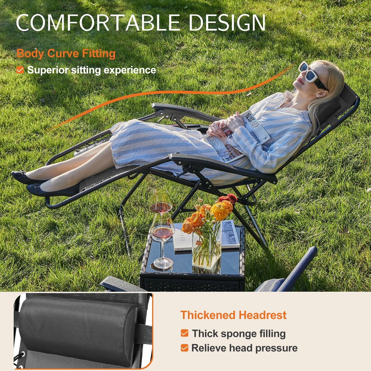 Set of 2 Zero Gravity Lounge Chairs