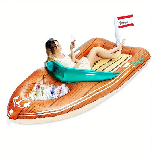 Giant Boat Pool Float with Cooler Inflatable Boat