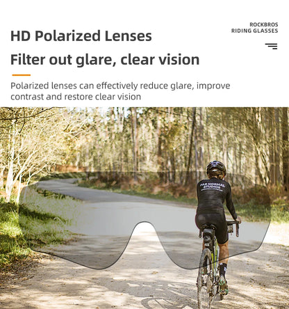 Photochromic Polarized Cycling Sunglasses Inner Frame Goggles