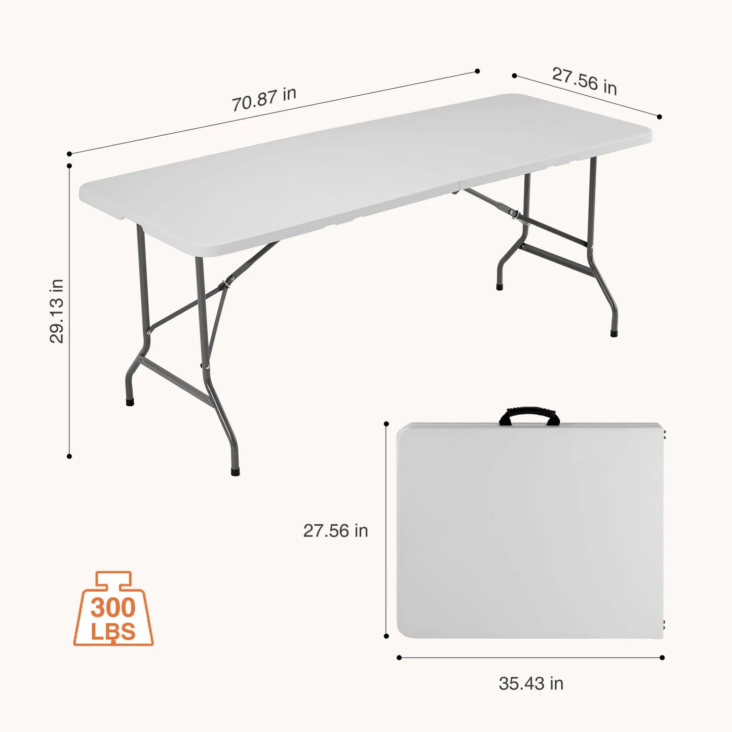 4/6/8 FT Portable Indoor Outdoor Heavy Duty Foldable Table