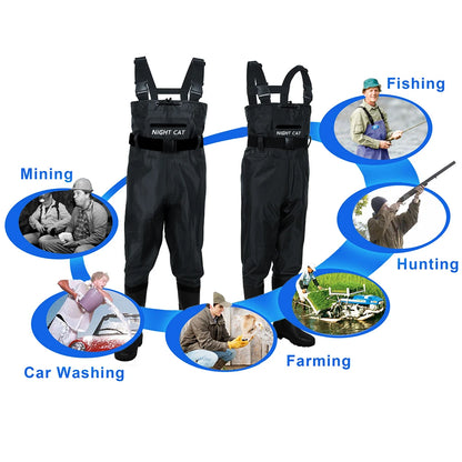 Heavy Duty Waterproof Chest Waders with Anti-Slip Boots for Fishing, Hunting and Farm Work