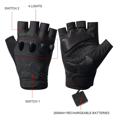 LED Gloves For Mountain Biking Fishing Night Sports Anti Slip