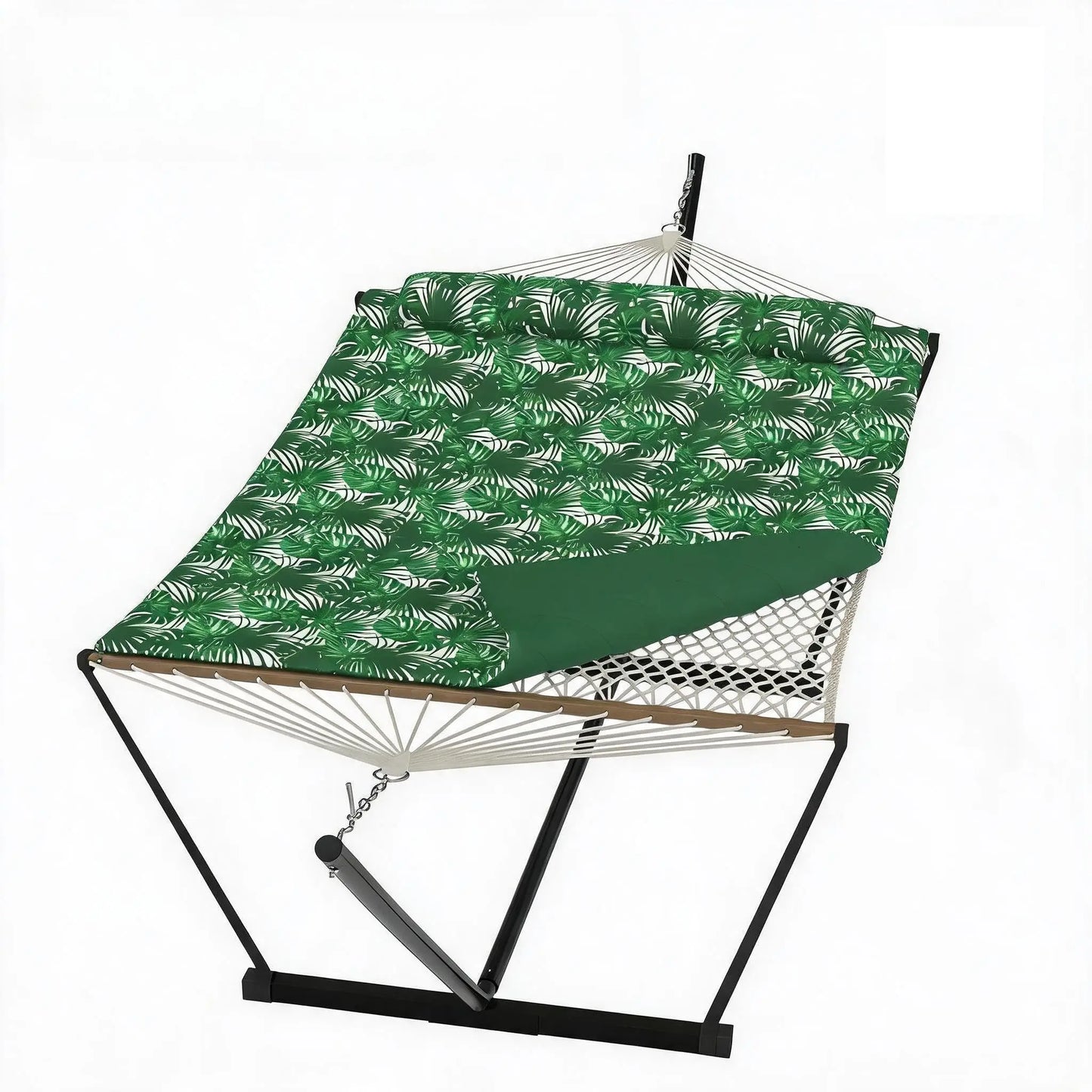 2 Person Double Hammock with Stand, Adjustable Steel Frame & Pillow,