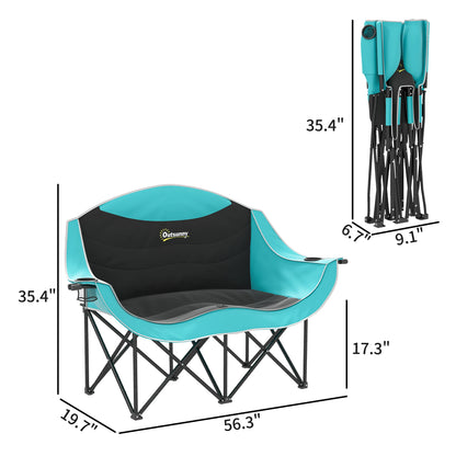 Double Camping Chair for Adults, Padded Folding Camp Chair.
