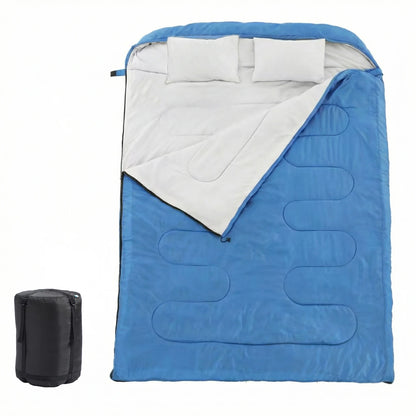 Lightweight 3 Season Portable Double Sleeping Bag with Pillow