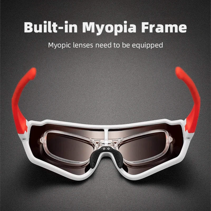 Photochromic Polarized Cycling Sunglasses Inner Frame Goggles