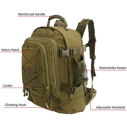 Outdoor Tactical Large Capacity Hiking Bag.  Travelling Camping Rucksack