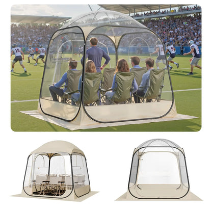 Pop-Up Clear Waterproof Outdoor Dome Shelter With Floor Mat For 1-6 Adults,