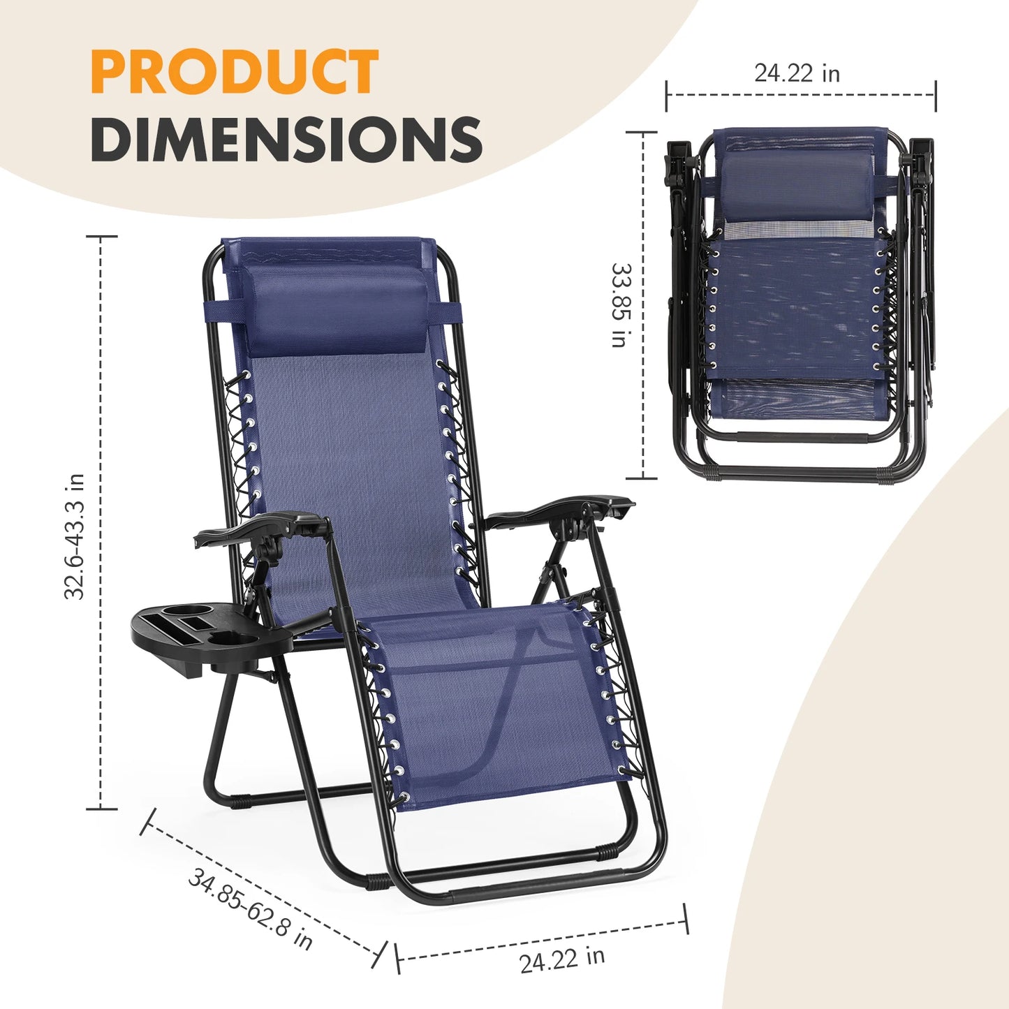Outdoor Zero Gravity Chairs Set of 2 Folding Recliners