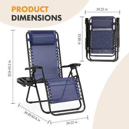 Outdoor Zero Gravity Chairs Set of 2 Folding Recliners