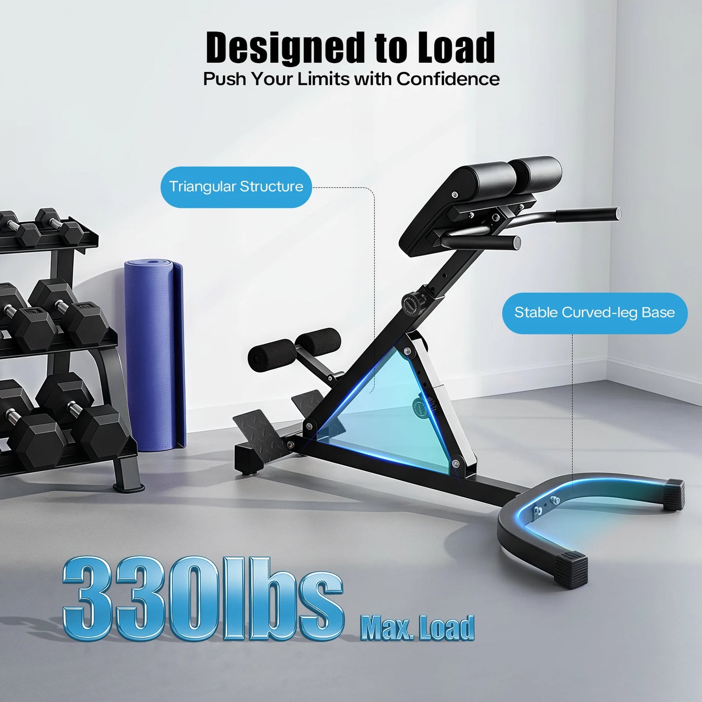 Roman Chair Hyperextension Multi-functional Core Workout Bench for Full Body Muscle Training