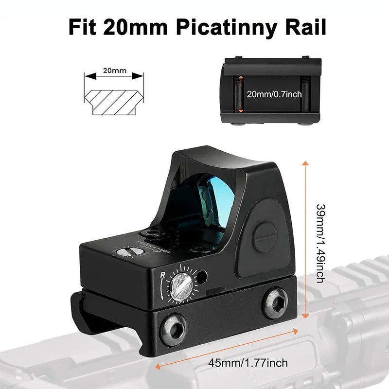 Mini Red Dot Sight Reflex Scope fit 20mm Rail