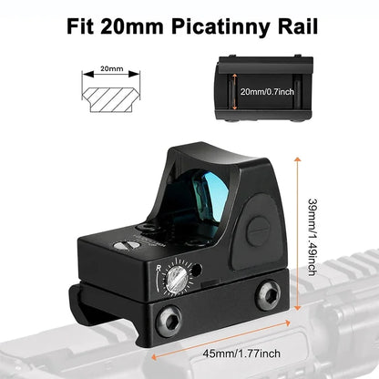 Mini Red Dot Sight Reflex Scope fit 20mm Rail