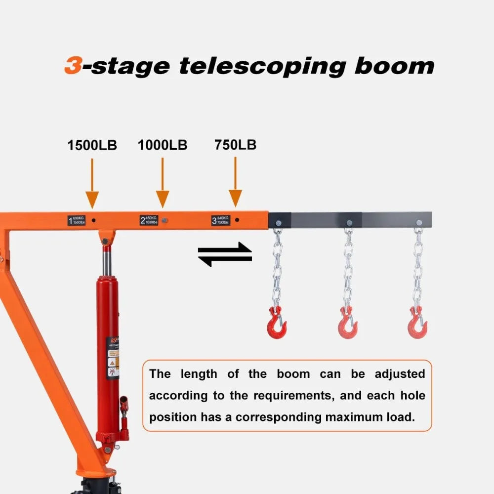 Stretchable Receiver Mounted Hydraulic Swivel Pickup Truck Crane