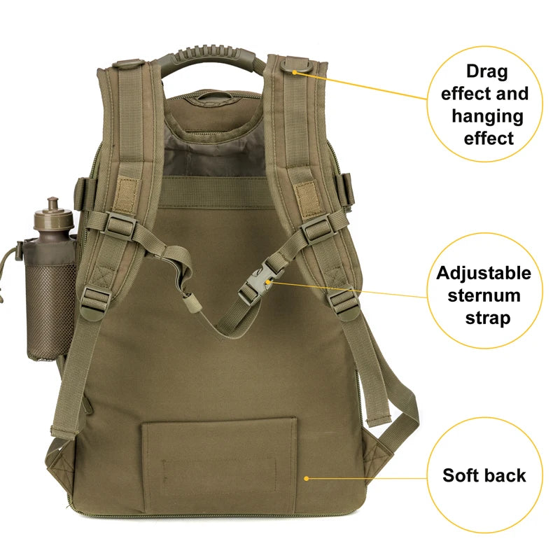 Outdoor Tactical Large Capacity Hiking Bag.  Travelling Camping Rucksack
