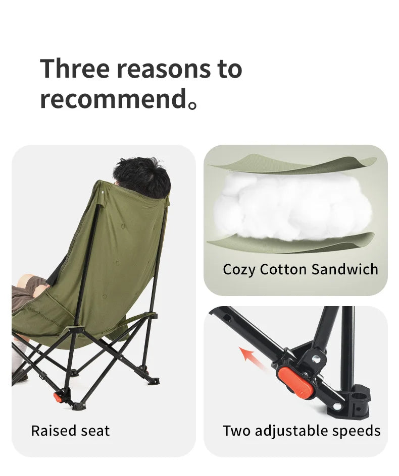 High Back Moon Chair Camping Outdoor Adjustable Lounge Chair