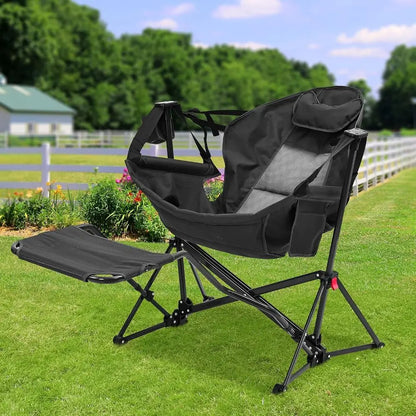 Hammock Camping Chair with Footrest, Cup Holder and Pillow
