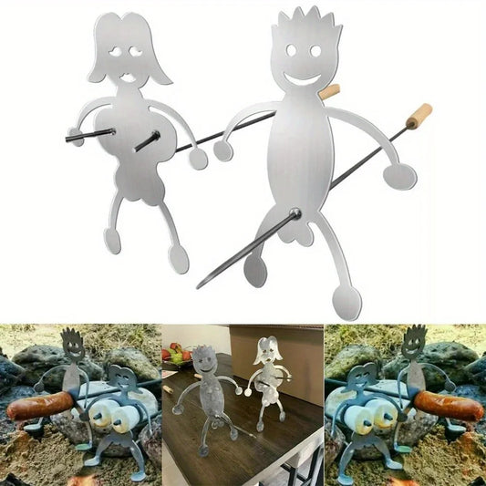 2 pcs Hot Dog Boy and Marshmallow Girl Campfire Sticks