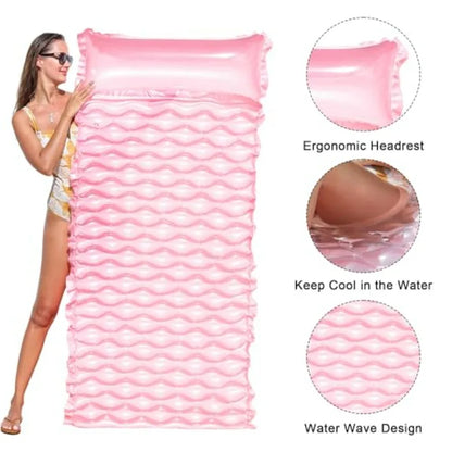 2 Pack Large 71''x33'' Pool Raft Water Lounge Float with Headrest