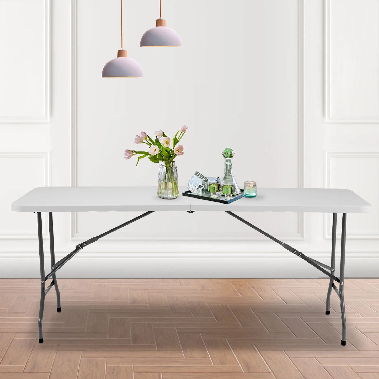 4/6/8 FT Portable Indoor Outdoor Heavy Duty Foldable Table