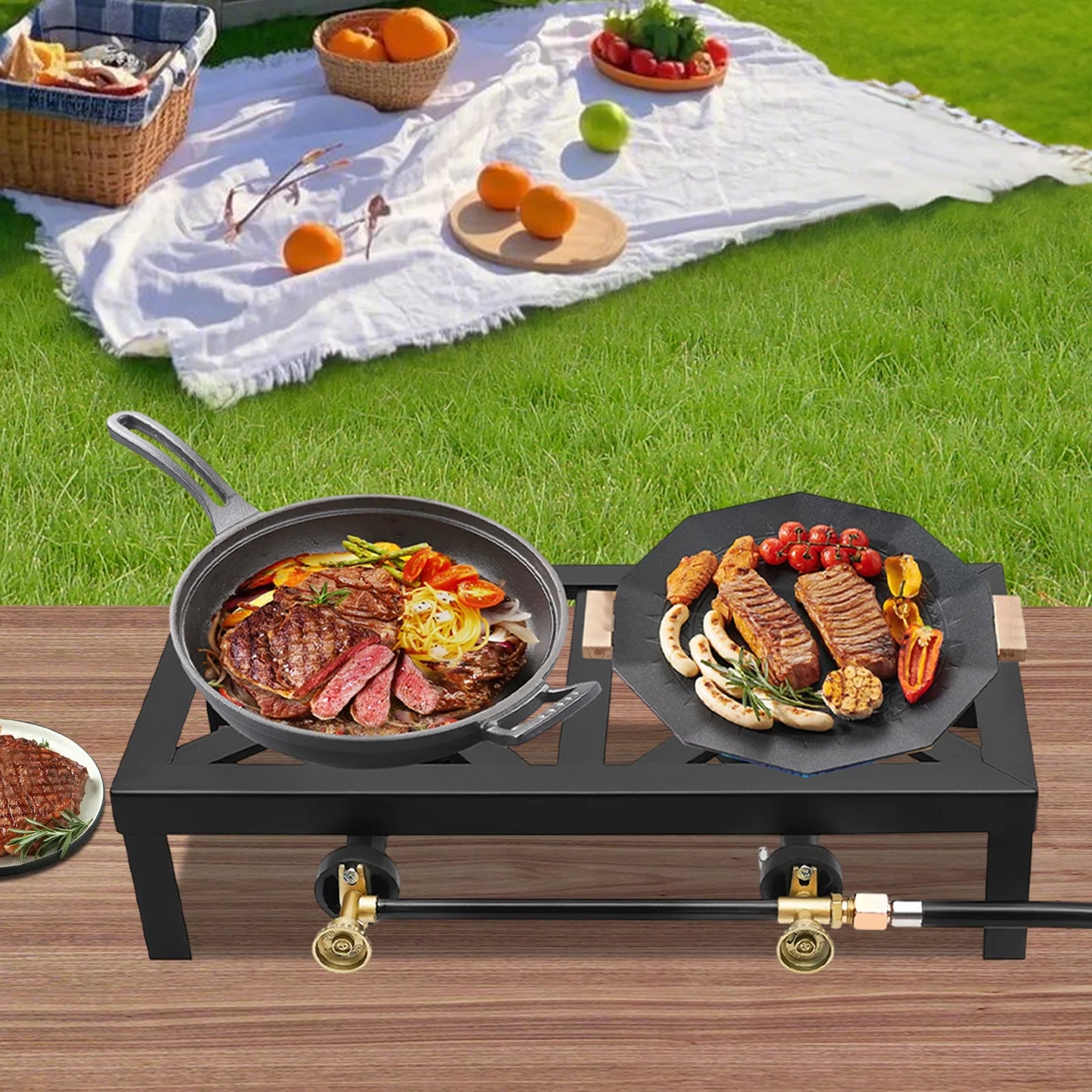 Double Burner Cast Iron Outdoor  Propane Stove