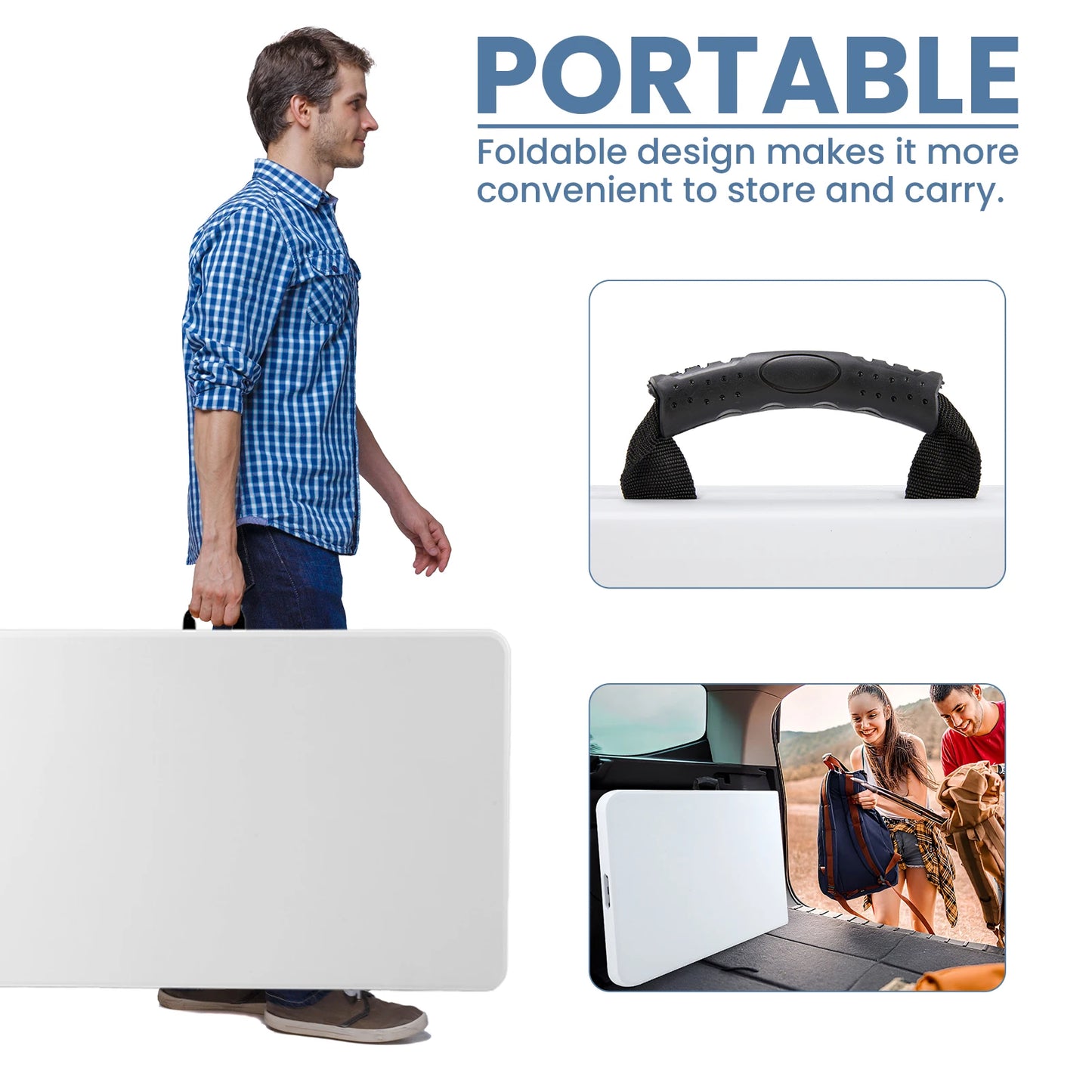 4/6/8 FT Portable Indoor Outdoor Heavy Duty Foldable Table
