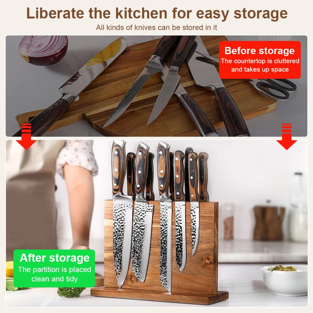 Magnetic Knife Block with Strong Magnetism & Large Capacity.