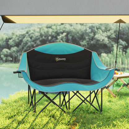 Double Camping Chair for Adults, Padded Folding Camp Chair.