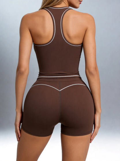 2-Piece Yoga Set, Racing Vest, Outdoor Sports Shorts,  4-Way Stretch Fitness Shorts