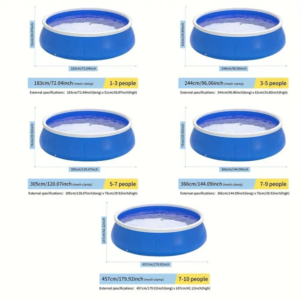 Inflatable Round Swimming Pool for Outdoor, Backyard