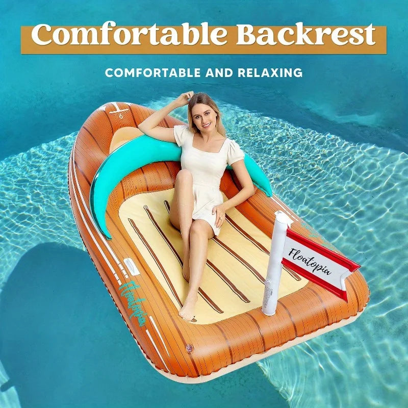 Giant Boat Pool Float with Cooler Inflatable Boat