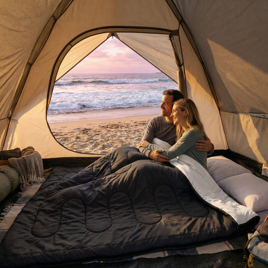 Lightweight 3 Season Portable Double Sleeping Bag with Pillow